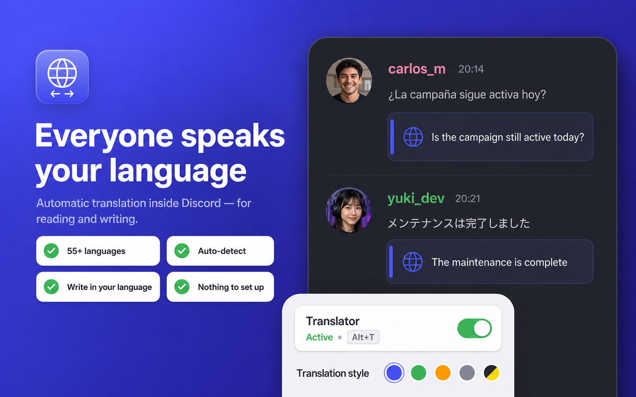 Free Discord Translator — chat translations preview